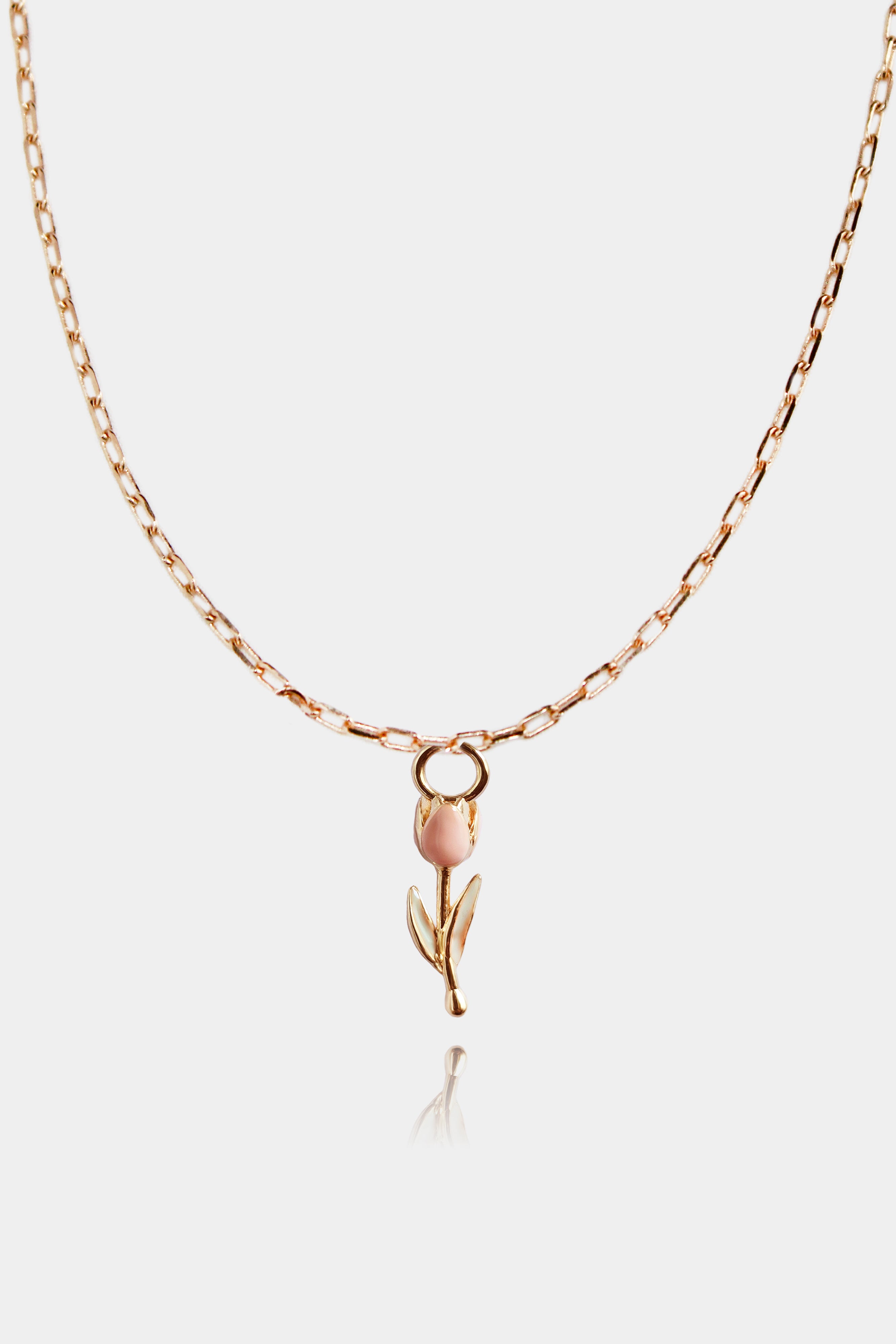 Ciondolo con perlina a forma di fiore di tulipano realistico in argento Ciondolo con perlina a forma di fiore di tulipano realistico in argento