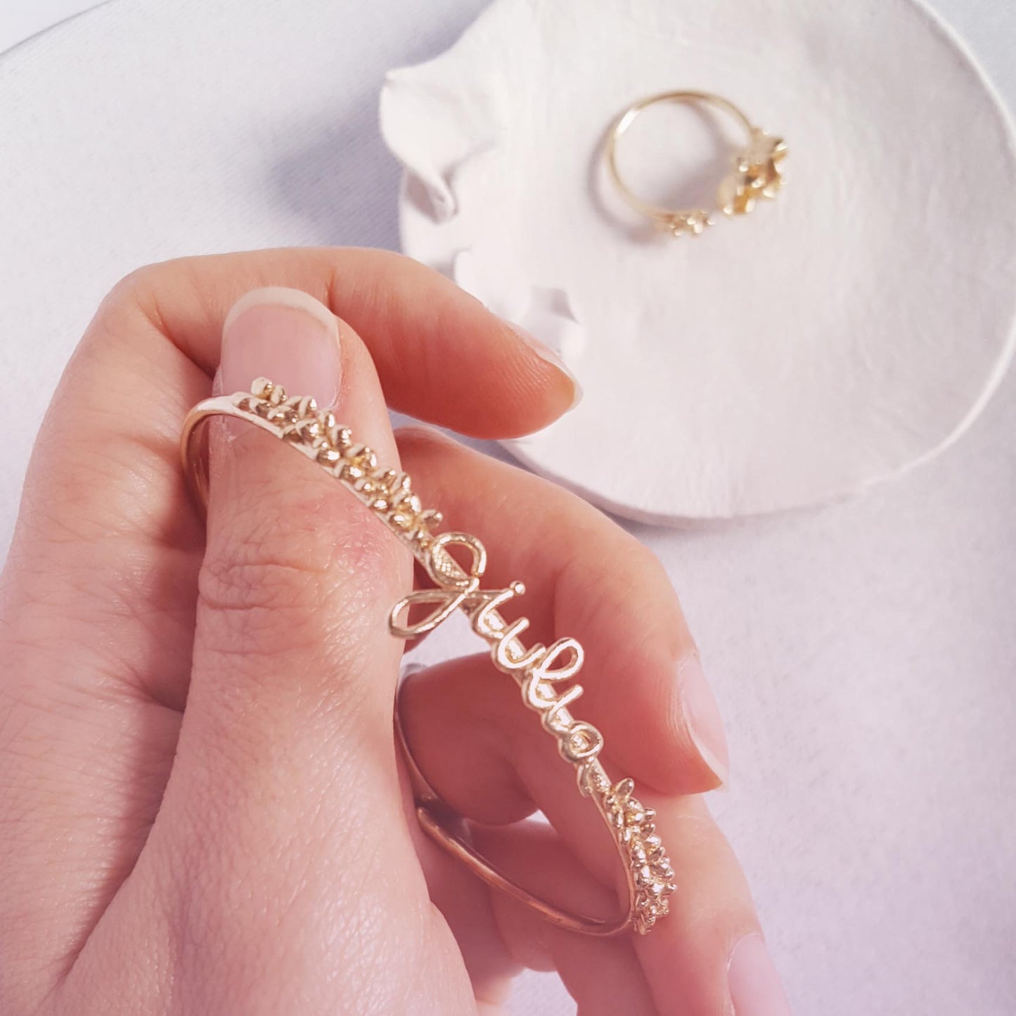 Bracciale Floreale con Nome o Frase Personalizzato