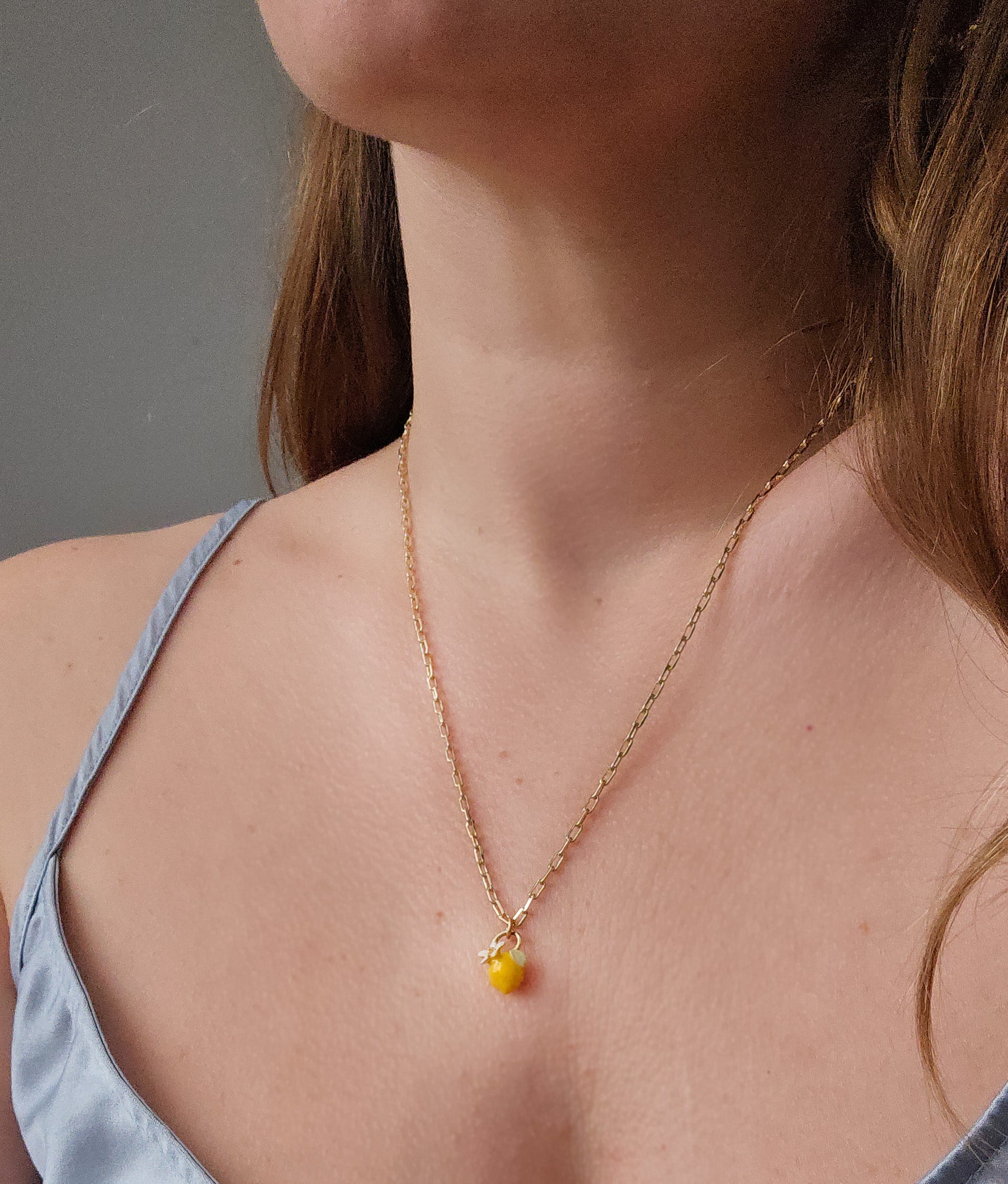 Collana Limone In Argento 925 Con Zirconi - Vadmans - Gioiello A Forma Di Frutto Unisex