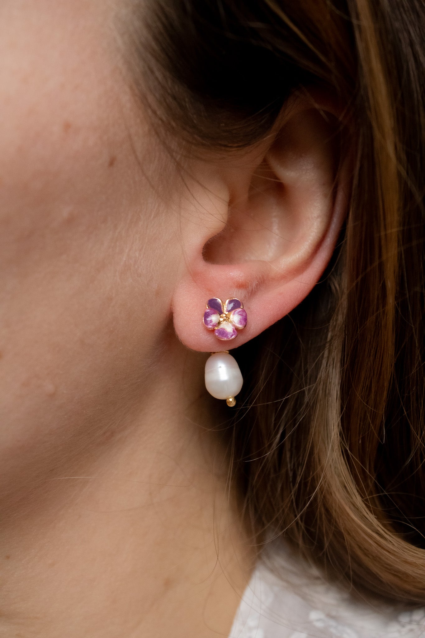 Orecchini Violetta del Pensiero con Perle di fiume