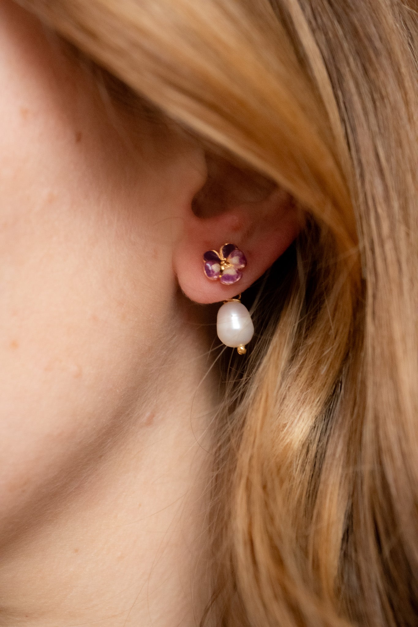 Orecchini Violetta del Pensiero con Perle di fiume