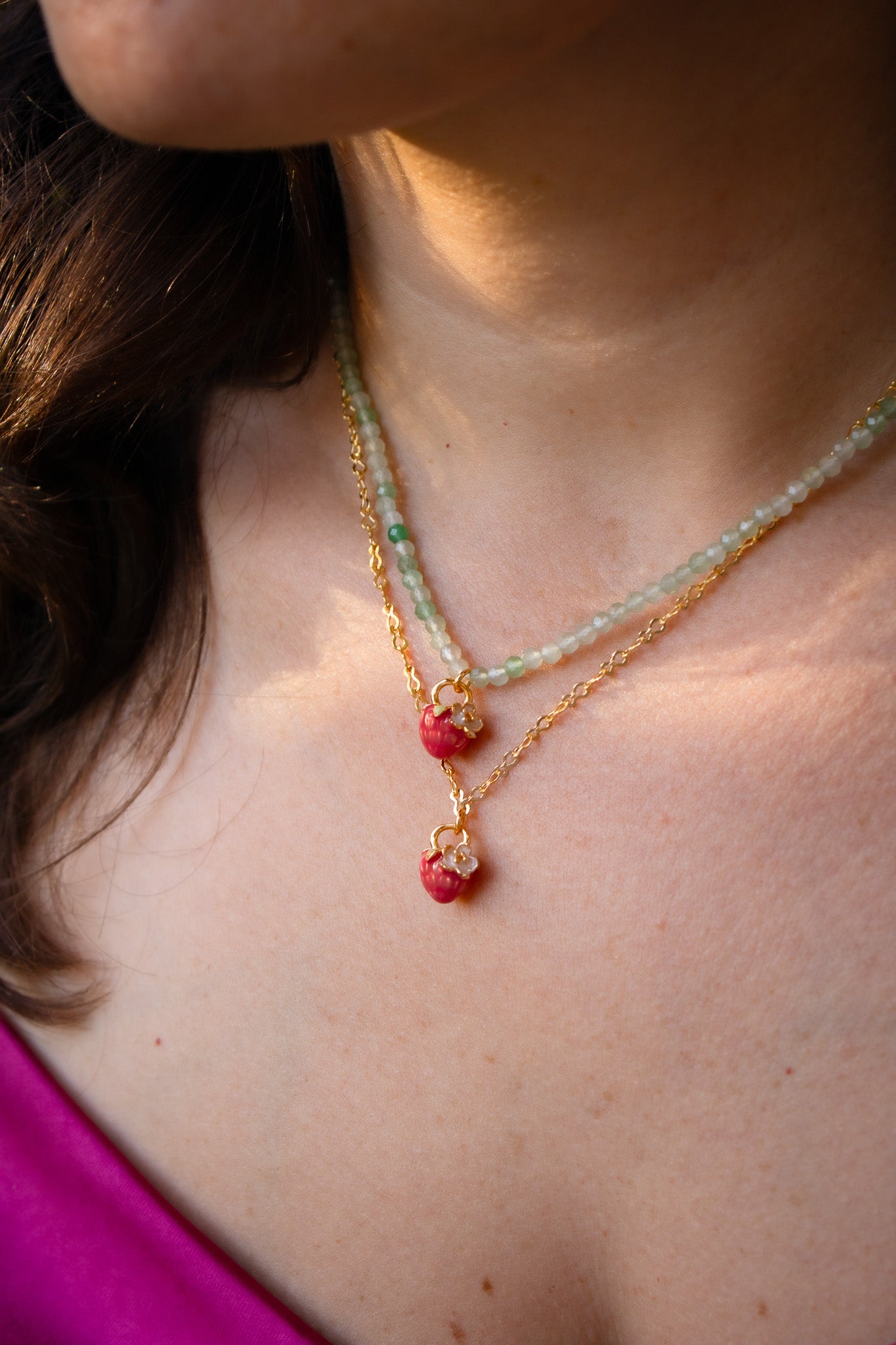 Collana in agata verde con o senza ciondolo Lampone della Gentilezza