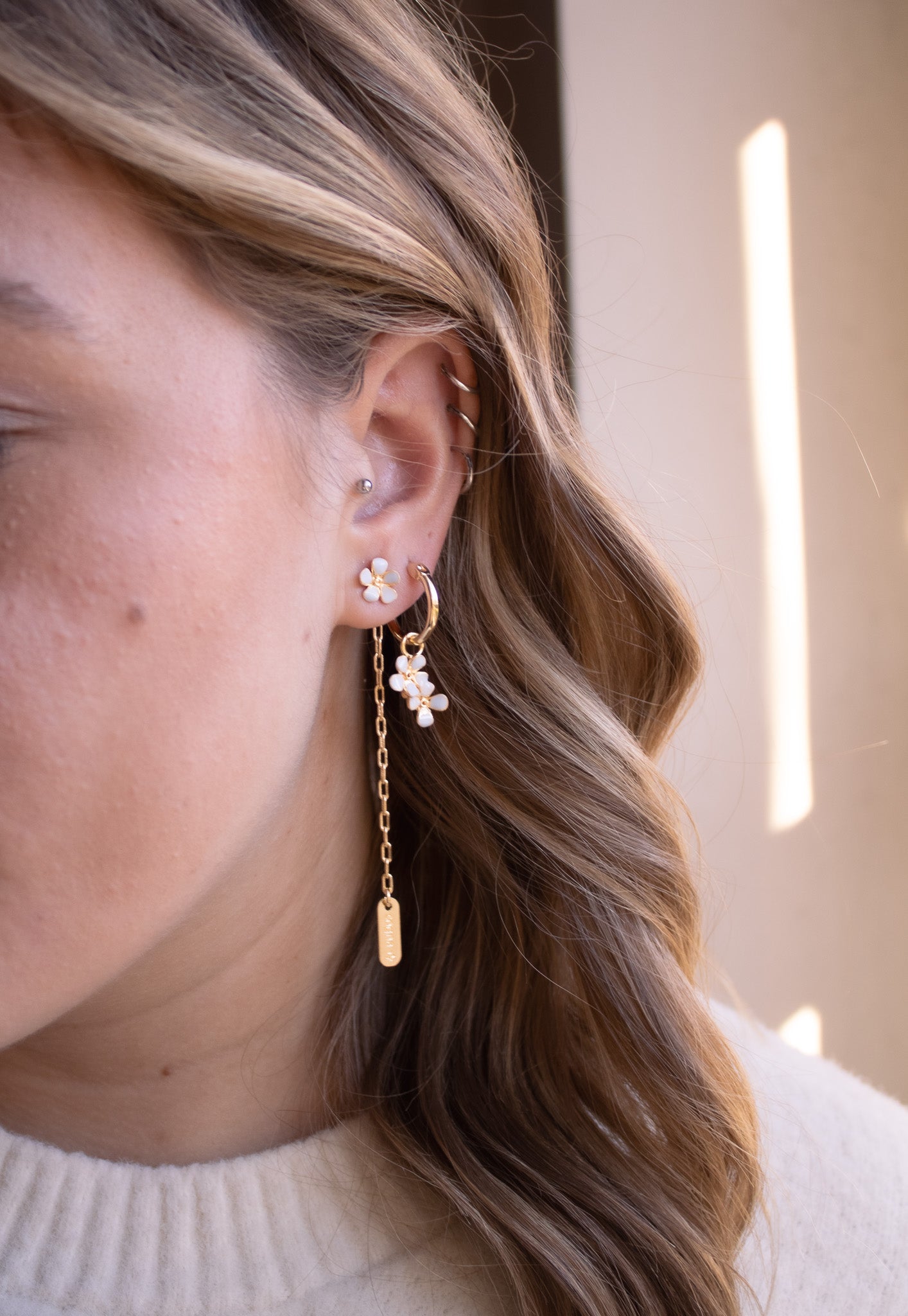 Orecchino ciondolo per donne, orecchino a goccia romboidale Orecchino a bottone argento orecchino oro con orecchino ad anello in acciaio con cristallo (Oro rosa Orecchino ciondolo per donne, orecchino a goccia romboidale Orecchino a bottone argento orecchino oro con orecchino ad anello in acciaio con cristallo (Oro rosa