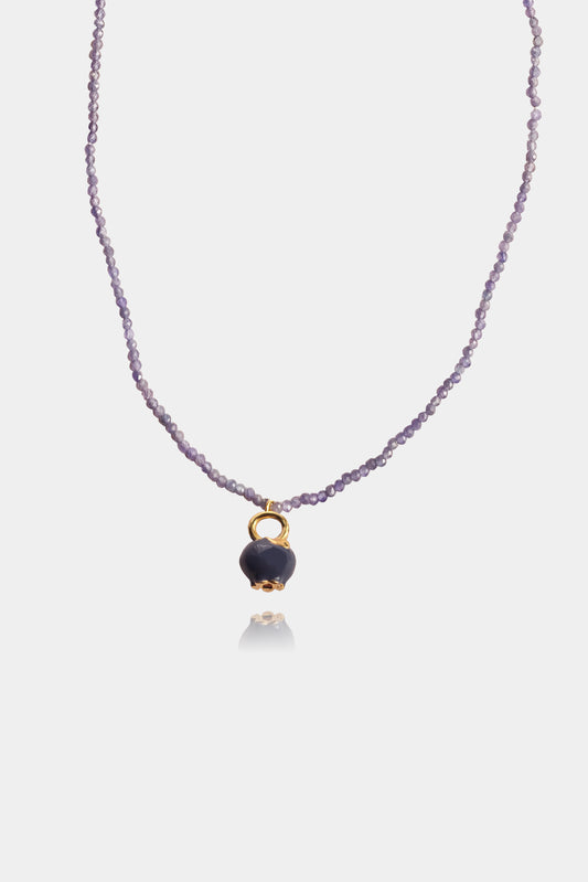 Collana in tormaline blu indaco con o senza ciondolo Mirtillo della Prosperità