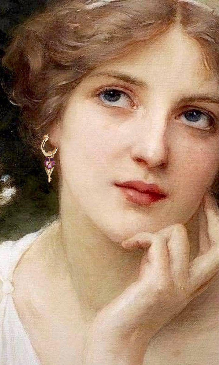 Mono Orecchino Chiave dei Pensieri con Violetta