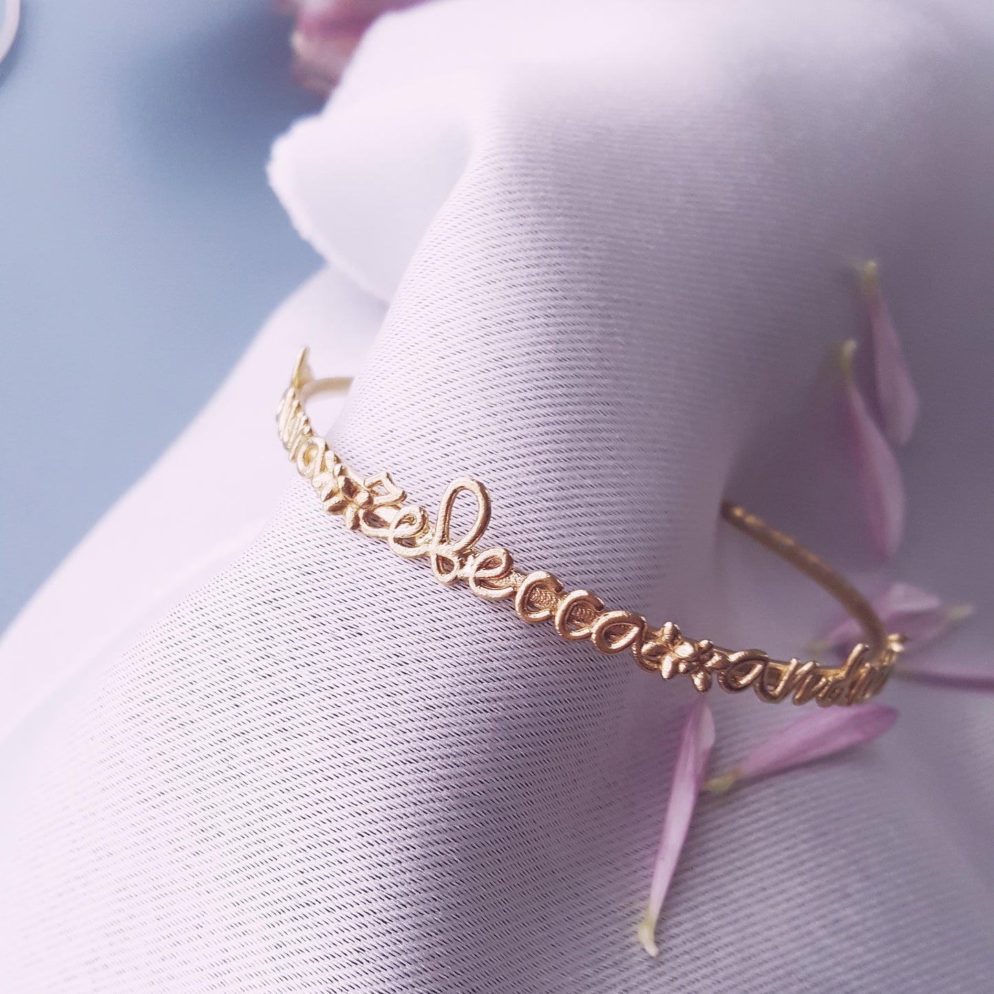Bracciale Floreale con Nome o Frase Personalizzato