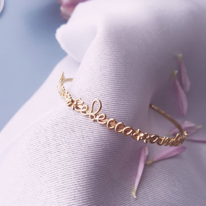 Bracciale Floreale con Nome o Frase Personalizzato