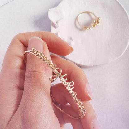 Bracciale Floreale con Nome o Frase Personalizzato