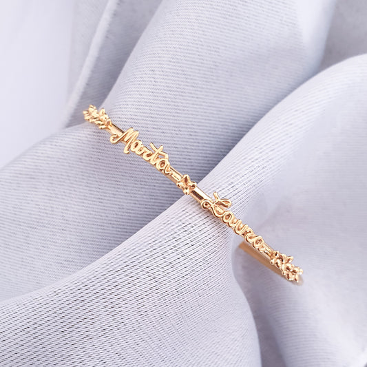 Bracciale Floreale con Nome o Frase Personalizzato