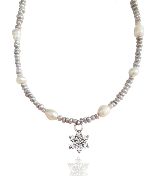 Collana Fior di Neve con perle di fiume